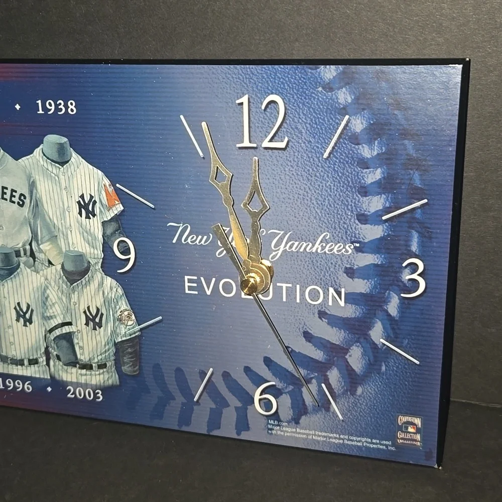 HTF LIMITED NEW YORK YANKEES YEARS UNIFORMS COOPERS MLB BASEBALL TEAM WALL CLOCK